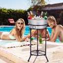 Fumete Galvanized Beverage Tub with Stand Champagne Ice Bucket Stand, 1 Set