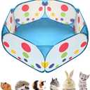 Portable Small Animals Playpen, Outdoor/ Indoor Pop Open Pet Exercise Fence, Guinea Pig Accessories Metal Wire Yard Fence C&C Cage Tent for Rabbits, Hamster, Chinchillas and Hedgehogs (Blue)