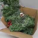 10FT Christmas Garland with 50 LED Lights - Pre-lit Outdoor Xmas Garland - Battery Powered Waterproof String Light with Timer - Pine Garland with Red Berries Snow Pine Cones - 10 Foot by 10 Inch (1pc, Traditional Green+led)