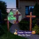 Tegeme Easter Garden Flag Banner Glow in Dark Plastic Waterproof Outdoor Decoration 12.6 x 12.4 Inch He Is Risen Easter Yard Sign for Lawn Porch Pathway Outdoor Home Decor