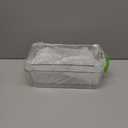 Havawish Ice Storage Bin and Flexible Scoop Set Plastic Freezer Bin with Pull Out Handle Storage Bucket Clear for Container with Scoop(Green,10.83 x 4.92 x 4.33 in,Classic)