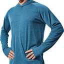 MIER Men's UPF 50+ Sun Protection Hoodie Long Sleeve SPF Fishing Hiking Running Thumbhole Shirts Hooded Quick Dry Lightweight (Brilliant Blue - With Hood) L