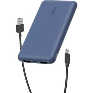 Belkin Portable Charger, USB C Power Bank 10000 mAh w/ 2xUSB-A Ports, 15W w/ Type-C to Type-A Cable - iPhone 17, Air, Pro, Pro Max, Samsung Galaxy S25, Nintendo Switch 2, Google Pixel 10, etc. - Blue