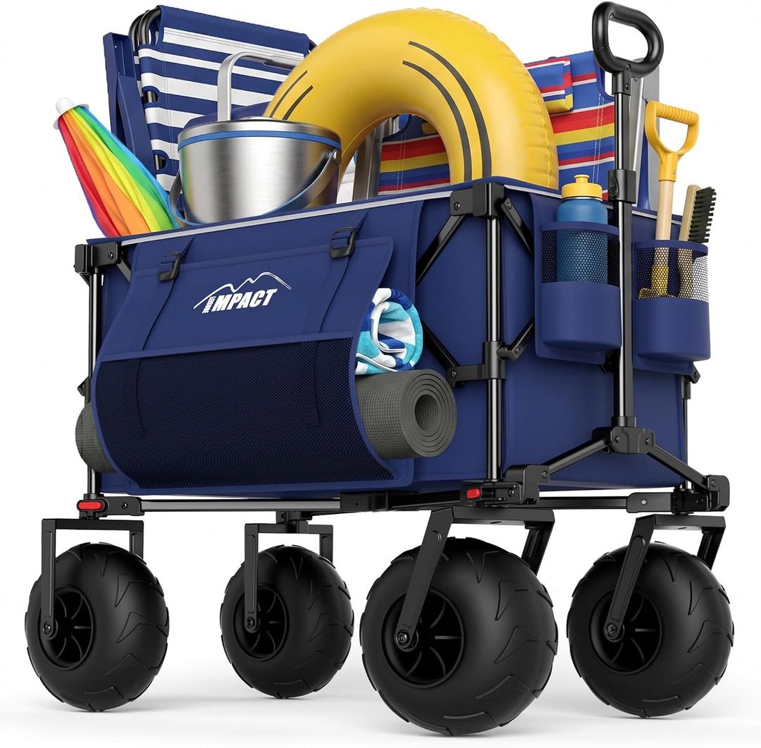 Beach Wagon with Big Balloon Wheels for Sand, 200L Large Collapsible Cart
