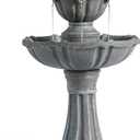 XBrand 36.2'' Solar Water Fountain, 2-Tier, Grey Resin, Outdoor, with Solar Panel & Solar Pump for Home Garden Yard Decor, (AM2167)