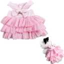 Rabbit Dress Bunny Costume Clothes Skirt Daily Wear Cloth for Small Cat Dog Puppy Chinchilla Guinea Pig, Small Animal Dress for Party Photo (Striped Pink, M)