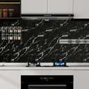 Glossy Marble Contact Paper Peel and Stick Wallpaper 17.7"x197" Black