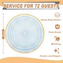 72Pcs Transparent Blue Plastic Plates, Crystal Design,10in