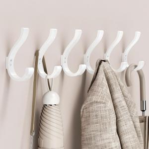 Wall Hooks for Hanging Coat/Backpack - 5.4'' Large 40LBS Heavy Duty Hanger Wall Mount Screw in, for Towel, Closet, Robe, Bag, Outdoor, White 6 Pack