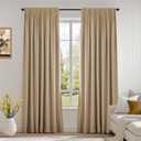 Lazzzy Cream Blackout Velvet Curtains 90 Inch Length Pinch Pleated Room Darkening Drapes Luxury Back Tab Thermal Insulated Window Treatments for Bedroom Living Room 2 Panels, 52 x 90 Inch, Latte