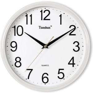 Wall Clock Silent Non-Ticking Battery Operated 12 Inch Wood Grain Large Easy to Read 3D Numbers for Office Living Room Bedroom Kitchen (White)