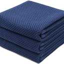 Mia'sDream Cotton Hand Towels for Bathroom, Waffle Weave Bath Guest Gym Towels, Soft and Absorbent Kitchen Towels Set Tea Towels, 13inch x 28inch 3 Pack (Navy Blue)