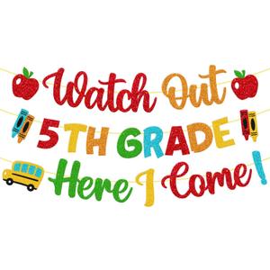 Watch out 5th Grade Here I Come Banner Hello 5th Grade Decoration First Day of 5th Grade Decor Welcome to 5th Grade Backdrop Back to School Bulletin Board Decor