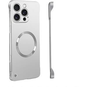 iPhone Case,Luxury Magnetic Metal Gloss Matte Ultra Thin Frameless,Compatible with Magsafe Slim Hard PC Protection Shockproof Phone Case (Silver,iPhone 12 Pro Max)