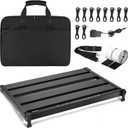 20.5" x 13.8" Pedal Board with Integrated Power Supply, Aluminum Folding Powered Guitar Pedalboard with Carry Bag (GK-58) (Black)