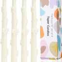 Ivory Taper Candle Candlestick Bow Soy Candles Unscented Wedding Party Wax Unscented Dinner Candle Dripless,10 inch,Set of 4,J1