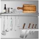 Wilprep Range Backsplash, 30"x30" Stainless Steel Backsplash with Storage Shelf & Magnetic Knife Rack, Range Hood Stainless Steel Backsplash for Stove, Range Hood Wall Shield with Pre-Drilled Holes
