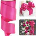 HUIHUANG Hot Pink Satin Wired Ribbon 2.5 inch Fuchsia Pink Wire Edge Ribbon for Wreaths, Bows Making, Gift Wrapping, Garland, Home Decor, Crafts, Christmas Tree Bows-Continous 10 Yards
