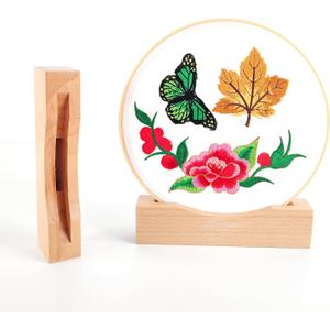 Embroidery Frames for Display 3Pack Embroidery Hoop Display Stand 2 Tier Groove Design Cross Stitch Hoop Frame StandEmbroidery Stand Embroidery kit (Suitable 7-10IN Frame) (Wood color)