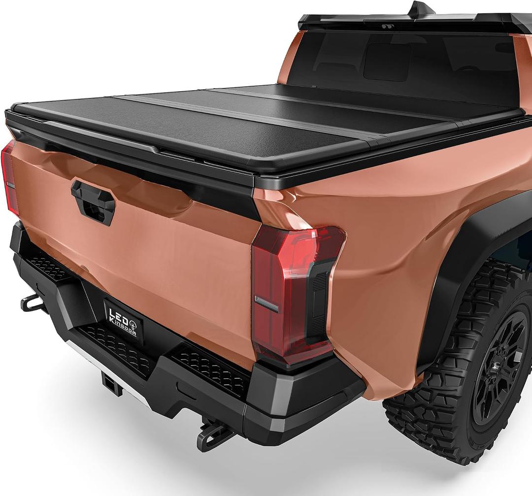 LEDKINGDOMUS Hard Trifold Truck Bed Tonneau Cover Fits for Toyota Tacoma 2024 2025 2026 5ft Bed with Track Rail System(Excl. Trail)