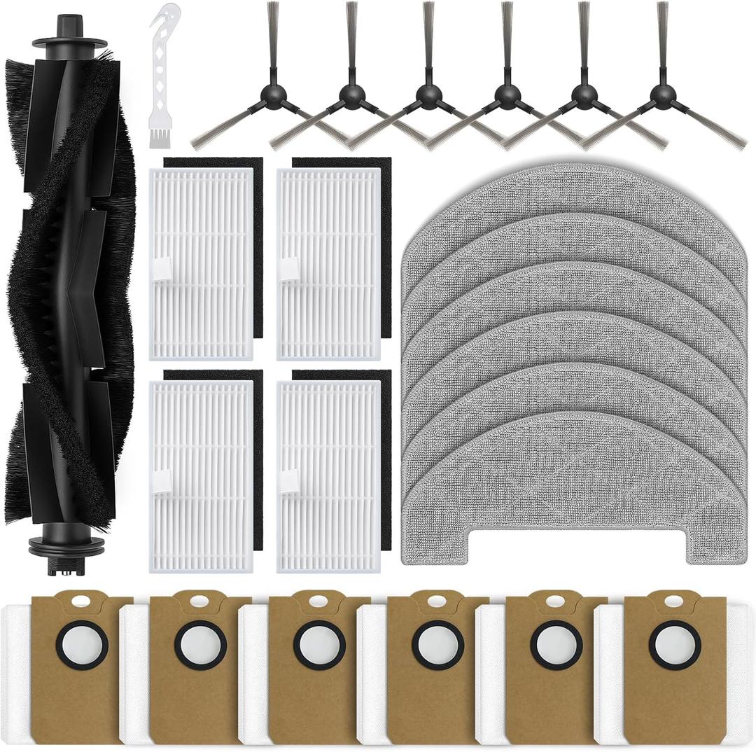 Bluevisk MS1 MAX Replacement Parts for For MONSGA MS1 MAX Robotic Vacuum Cleaner Parts with 1 Roller Brush, 4 HEAP, 6 Mop, 6 Dust Bags, 6 Side Brushes, 1 Clean Brush
