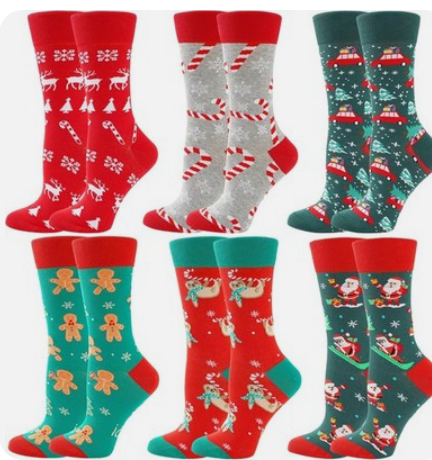 BONANGEL Christmas Socks Women, Funny Novelty Cute Xmas Holiday Crew Socks, Crazy Christmas Gifts for Women Girls