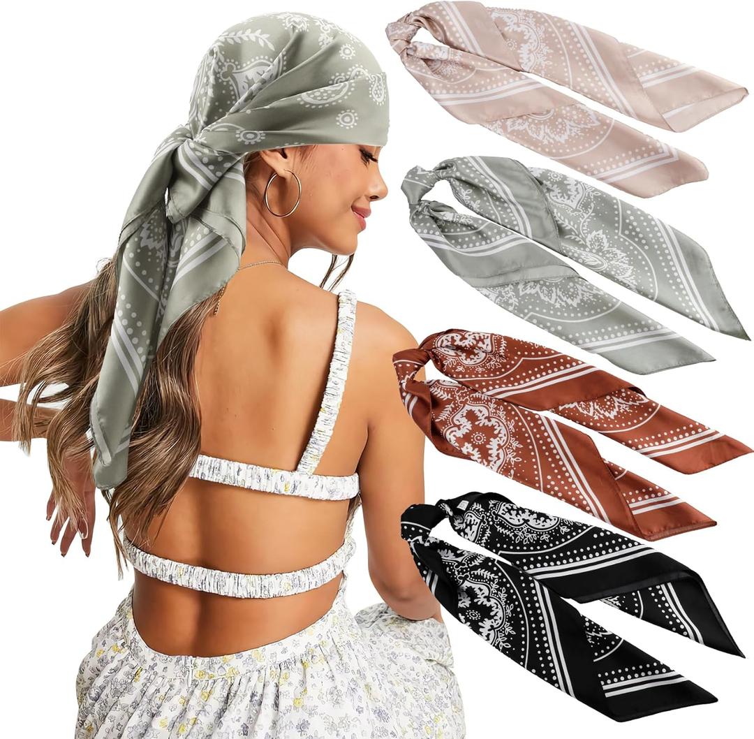 Silk Like Head Scarf for Women, Silk Hair Wrap for Sleeping, Women's Scarves & Wraps, 35in x 35in Bandanas for Women