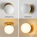 2 Pack Wall Sconces, Modern Globe Sconces in Aged Brass, Wall Light for Bedroom Bathroom Living Room & Hallway Vanity Lighting, Ceiling Light Fixture (6 x 6 inches x 2 pieces)