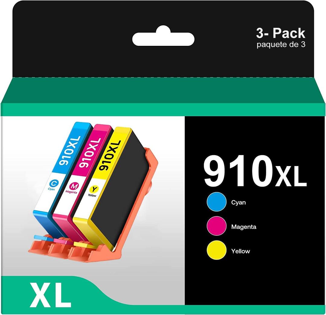 910XL Ink Cartridges for HP Printer for HP 910 XL 910XL Ink Cartridges Compatible with Officejet Pro 8025e 8028e 8035e 8028 8025 Printer (1 Cyan,1 Magenta,1 Yellow, 3 Pack)