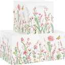 Clastyle Pink Wild Flower Kid Storage Basket Set Spring Butterfly Plants Foldable Closet Clothes Organizer Nursery Toddler Toy Bin Women Girl Book Shelf Basket, 11.8x11.8x11.8 in
