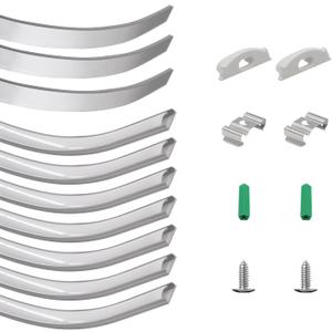 10-Pack Bendable LED Channel, 3.3ft/1M Flexible Aluminum LED Strip Channel with Frosted White Diffuser Cover, Recessed Mount LED Light Track for 12.5mm Wide Tape Light, Curved Wall, Ceiling, Cabinet