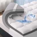 Bedsure 4 Inch Memory Foam Queen Mattress Topper, Dual Layer 2.5 Inch Gel Memory Foam & 800 GSM Waterproof Pillow Top Cooling Mattress Pad with 8-21 Inch Deep Pocket (Queen, 60x80 Inches) (Gray)