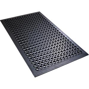 YOSHIKO Anti Fatigue Rubber Floor Mats Restaurant Kitchen Rubber Drainage Mat Out Door Mats Durable Non-Slip Bar Floor Mat Utility Mat Indoor Outdoor Wet Area Use 24" x 36" Black