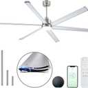 Minislak 84" Smart Industrial Ceiling Fans with Light and Remote,6 Dual-Layer Aluminum Blades,Large Brushed Nickel Ceiling Fan with 6 Speed Noiseless DC Motor,Indoor/Outdoor Ceiling Fan for patio