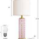Oneach 27.75" Modern Table Lamps Set of 2, Pink Bedside Lamp with Class Nightlight, USB A+C, Unique Desk Lamps for Living Room, Bedroom, Nightstand, End Table (2 Bulbs Included)