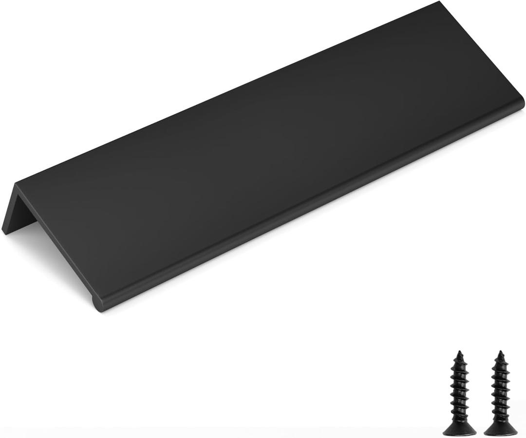 goldenwarm 30 Pack Black Finger Edge Pulls Drawer Finger Pulls Matte Black Kitchen Hardware Handles Bedroom Dresser Drawers, 5in Hole Center