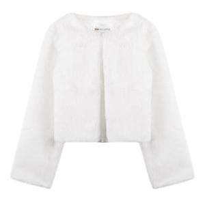 BOLEROSE Girls Cozy Faux Fur Childrens Kids Bolero Shrug Jacket Coat (White, 9-10 Years)