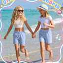 Girls' Bermuda Shorts | Wide Leg, Elastic, Loose Fit, with Pockets, Cord Lock, Sweat Shorts, Athletic, Sports, Back to School, Play, Casual
