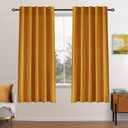 MIULEE Velvet Curtains 63 inch Length 2 Panels - Luxury Blackout Curtains for Bedroom Living Room Thermal Insulated Fall Decor Super Soft Window Drapes Rod Pocket & Back Tab, Mustard Yellow