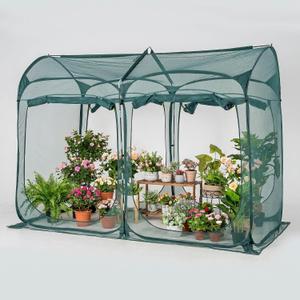 Poray 8.2x4FT Pop up Tunnel Crop Cage, 6FT High Plant Netting Cover for Garden, Pest Guard Barrier for Vegetables & Fruits, Durable Animal & Insect Protection Net