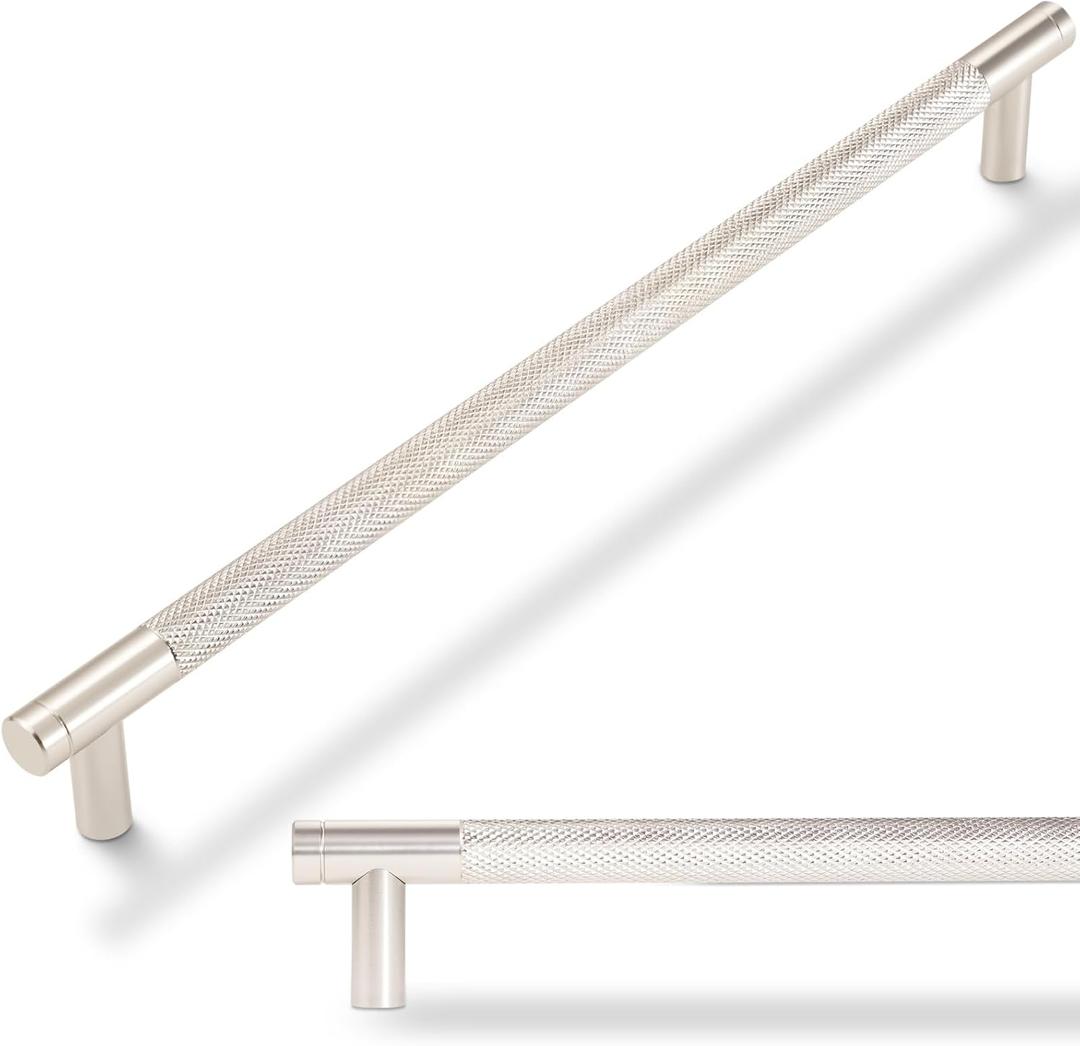10 Pack 11-1/3 inch(288mm) Brushed Satin Nickel Kitchen Cabinet Handles Knurled Cabinet Pulls Drawer Pulls Kitchen Hardware