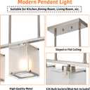 Kitchen Island Lighting, 3-Light Dining Room Light Fixture with Frosted Glass Shade Linear Chandelier Pendant Lighting Over Table for Dining Table Kitchen Island, Adjustable Height