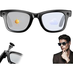 AI Smart Glasses, 800W Camera & 1080P Video, Smart Glasses with Camera and Bluetooth, AI Glasses for Calls & Musi,UV Protection,Anti-Blue Light Glasses Everyday Wear (Colour Change)