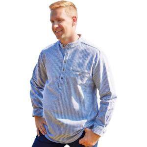 Flannel Cotton Grandfather Shirt (XX-Large, Grey)