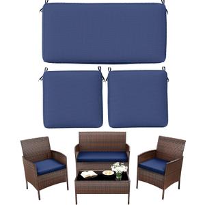 3 Pack Outdoor Replacement Cushions, Fit for 4-Seater Wicker Rattan Patio Conversation Set, 36x18x3,18x18x3, Liner & Cover