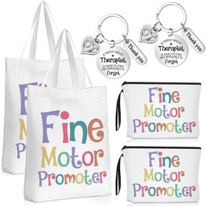 Maitys 6 Pcs Occupational Therapist Gifts Set, Therapist Tote Bag and Makeup Bag with Keychain Fine Motor Promoter Ot Gifts