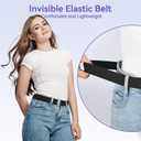 No Show Elastic Belts for Women with Invisible Flat Buckle Stretch Web Strap Belt for Jeans Pants Dresses (Suit for US Size 0-16, 4pcs/Black+blue+coffee+white)