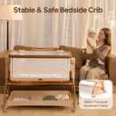 Tinyiota 3 in 1 Baby Bassinet,Rocking Bedside Crib Sleeper for Newborns,Adjustable Height Bassinet with Mattress and Soft,Breathable Sheet,Full-Mesh Sides,Stable&Cozy Crib for Babies