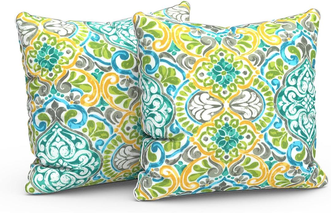 LVTXIII Outdoor/Indoor Pillow Covers, Patio Fade Resistant Throw Pillow Covers ONLY, Waterproof Farmhouse Accent Cushion Cases for Sofa Patio Couch Decoration 18"x18" Set of 2, Damask Green LVTXIII Outdoor/Indoor Pillow Covers, Patio Fade Resistant Throw Pillow Covers ONLY, Waterproof Farmhouse Accent Cushion Cases for Sofa Patio Couch Decoration 18"x18" Set of 2, Damask Green
