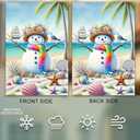 IVN Beach Snowman Christmas Garden Flag 28 x 40 Inch Double Sided House Flag with Shell Palm Tree and Seagull Design for Coastal Outdoor Holiday Decor